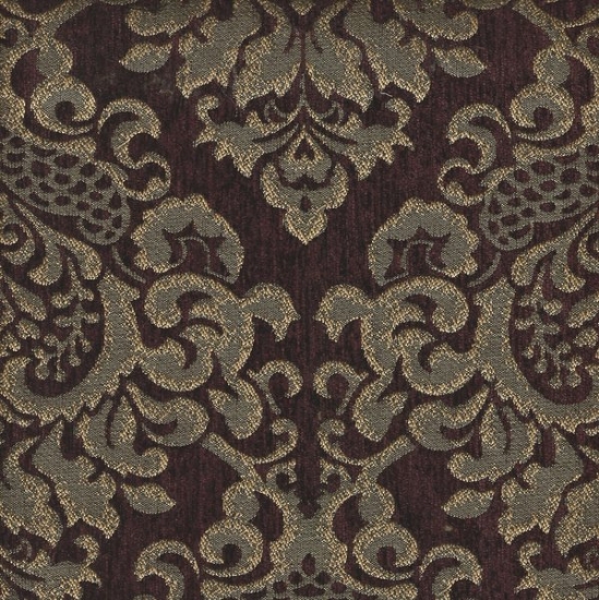 Picture of Cleopatra Wine upholstery fabric.